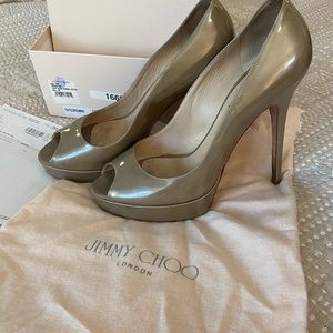 Jimmy Choo Crown Khaki Nude Pumps sz 40